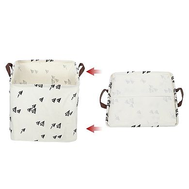 1 Pcs 30l Foldable Square Laundry Basket For Laundry Room Black White Airplane