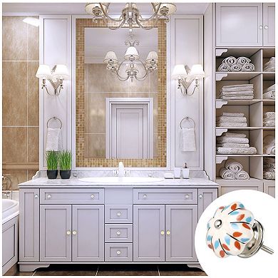 Hand Painted Ceramic Door Knobs Drawer Wardrobe Cupboard Pull Handles 6pcs