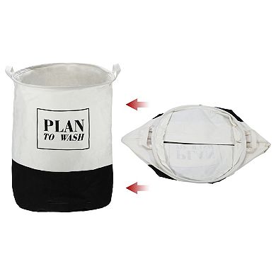 1 Pcs 60l Foldable Cylindrical Laundry Basket For Laundry Room Black Plan To Wash 19.69"x15.75"