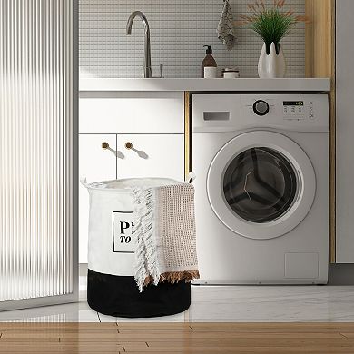 1 Pcs 60l Foldable Cylindrical Laundry Basket For Laundry Room Black Plan To Wash 19.69"x15.75"