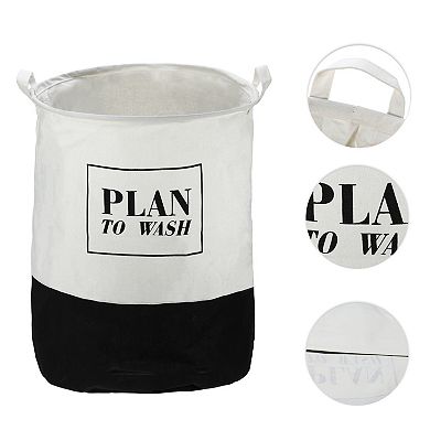 1 Pcs 60l Foldable Cylindrical Laundry Basket For Laundry Room Black Plan To Wash 19.69"x15.75"