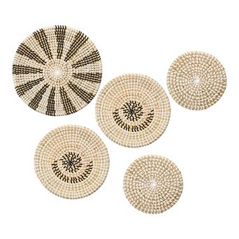 Baskets For Wall Decor, Bohemian Woven Wall Basket Decor Set, 5 pc