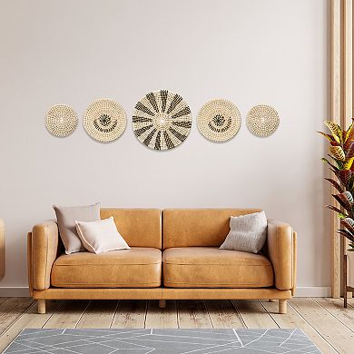 Baskets For Wall Decor, Bohemian Woven Wall Basket Decor Set, 5pcs