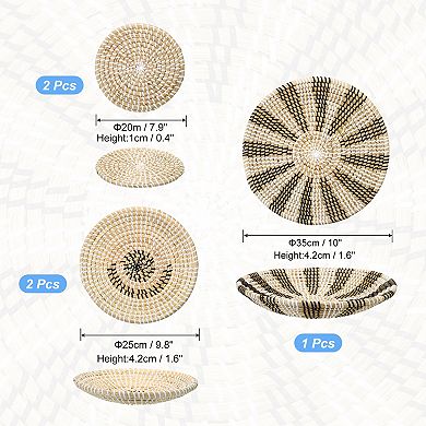 Baskets For Wall Decor, Bohemian Woven Wall Basket Decor Set, 5pcs