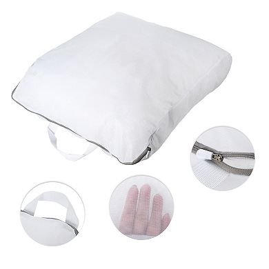 1 Set Portable Laundry Bag Laundry Hamper White Gray 11.81"x3.15"x15.75"