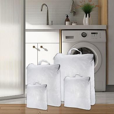 1 Set Portable Laundry Bag Laundry Hamper White Gray 11.81"x3.15"x15.75"