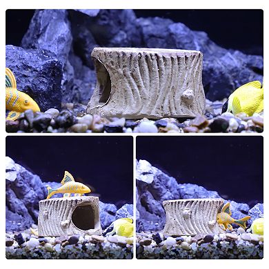 Aquarium Decorations Ceramic Cave Hiding Rock Cave For Fish Brown 3.43"x2.76"x1.77"