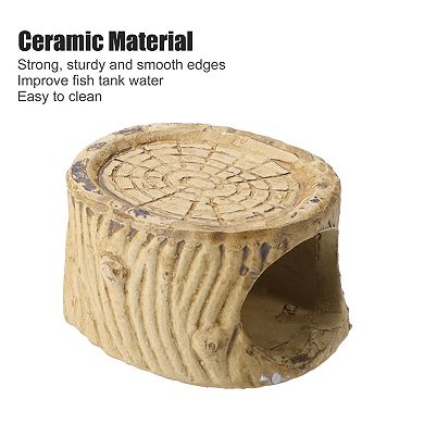 Aquarium Decorations Ceramic Cave Hiding Rock Cave For Fish Brown 3.43"x2.76"x1.77"