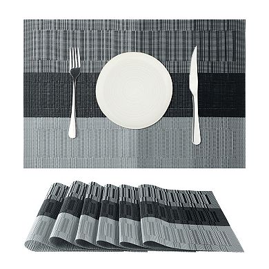 Set of 6 Placemats Washable Dark Gradient Durable Table Mats Set