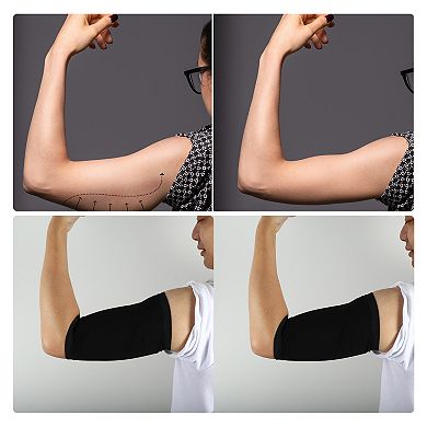 1 Pair Arm Slimming Sleeves Arm Shapers Light Weight Polyester Black Silver Tone 4xl/5xl Size