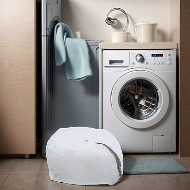 1 Pcs Thickened Mesh Laundry Bag Laundry Hamper For Bathroom White 9.84"x9.84"