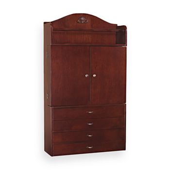 Cherry Wall Mount Jewelry Cabinet Armoire