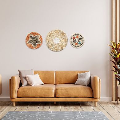Baskets For Wall Decor, Bohemian Woven Wall Basket Decor Set, 3pcs