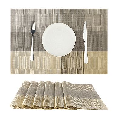 Set of 6 Placemats Washable Dark Gradient Durable PVC Table Mats Set