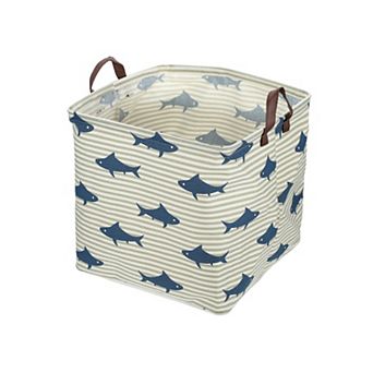 1 pc 30l Foldable Square Laundry Basket For Laundry Room Blue Shark 12.60"x12.60"x12.60"