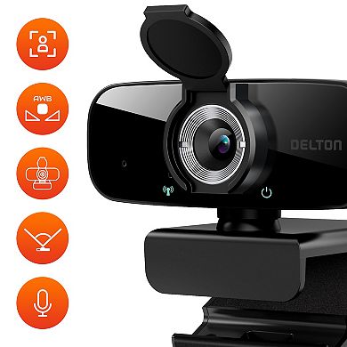 Delton C24 USB Webcam with Microphone, HD 1080p Wired Webcam (DCAM24BK)