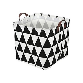 1 pc 30l Foldable Square Laundry Basket For Laundry Room Black White Triangle