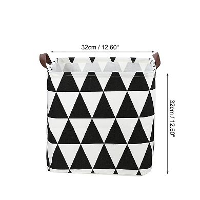 1 Pcs 30l Foldable Square Laundry Basket For Laundry Room Black White Triangle