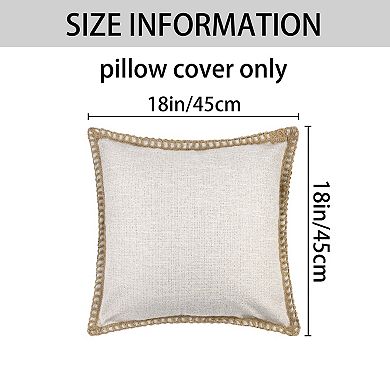 1 Pair Linen Pillow Covers Solid Color Throw Pillow Covers Living Room Sofa Bedroom 18 x 18 Inch