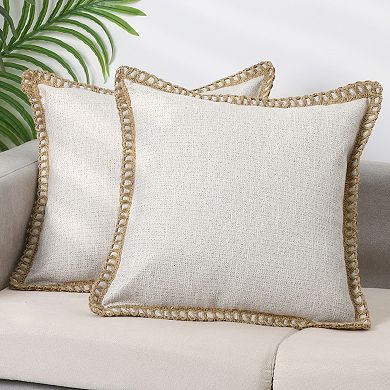 1 Pair Linen Pillow Covers Solid Color Throw Pillow Covers Living Room Sofa Bedroom 18 x 18 Inch