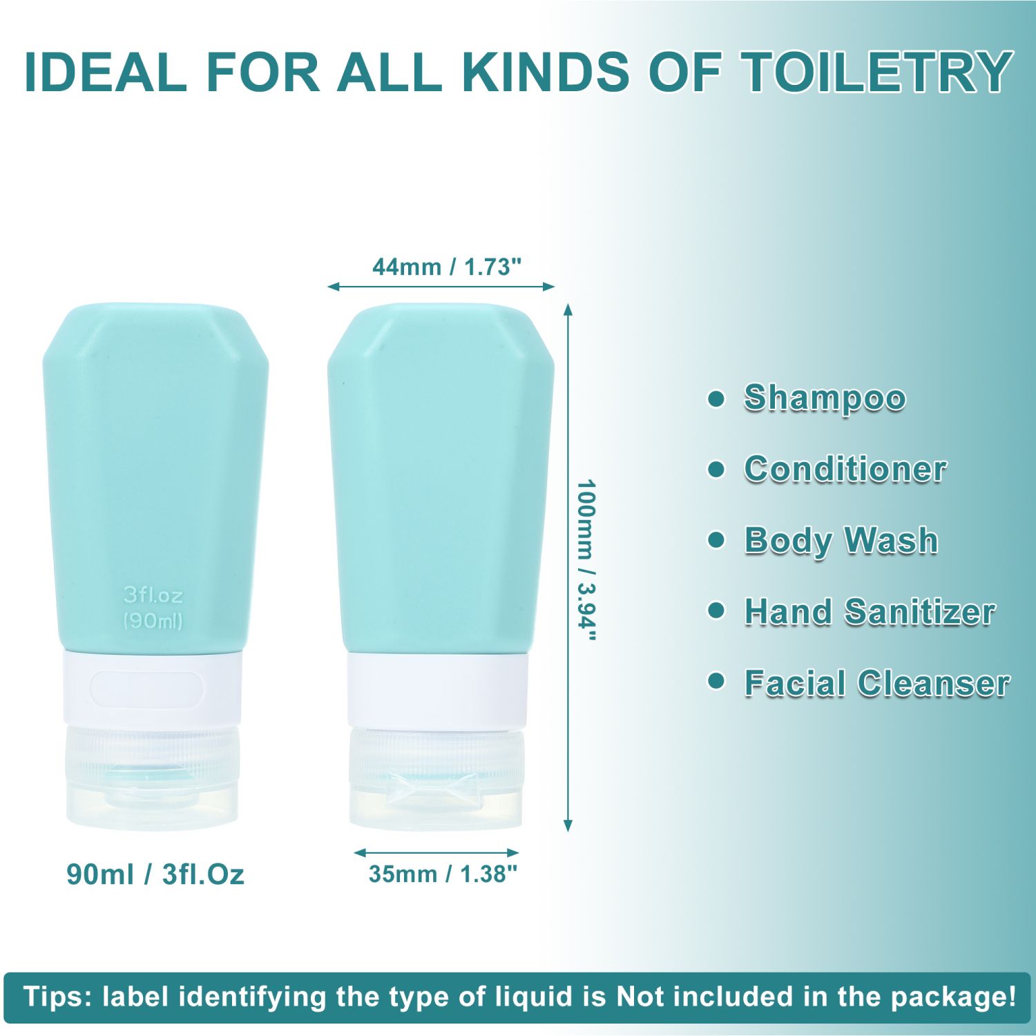 4-Pack Silicone Travel Bottles With PVC Bag - Leak-Proof Toiletry Containers For Shampoo & Lotion