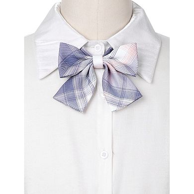 Women's Elastic Band Pretied Colorful Plaid Bow Ties for Cosplay Uniform