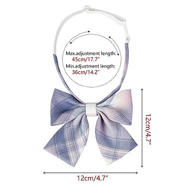 Women's Elastic Band Pretied Colorful Plaid Bow Ties for Cosplay Uniform