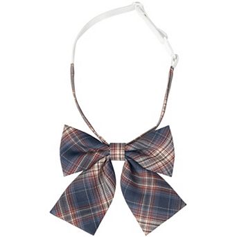 Women's Elastic Band Pretied Colorful Plaid Bow Ties for Cosplay Uniform