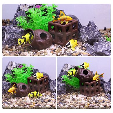 Fish Tank For Aquatic Pets To Breed Play Rest Aquarium Hideaway Rock Cave Resin
