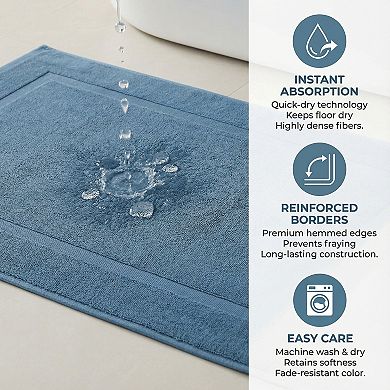 1Pcs Towel Cotton Banded Bath Mat Reversible Soft Plush Absorbent Bath Rug Bathtub Mat 16" x 24"