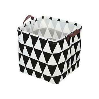 1 pc 30l Foldable Square Laundry Basket For Laundry Room Black Triangle 12.60"x12.60"x12.60"