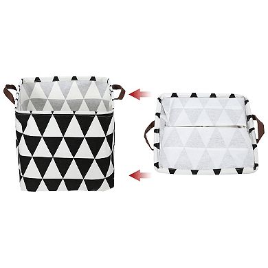 1 Pcs 30l Foldable Square Laundry Basket For Laundry Room Black Triangle 12.60"x12.60"x12.60"