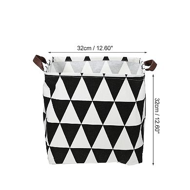 1 Pcs 30l Foldable Square Laundry Basket For Laundry Room Black Triangle 12.60"x12.60"x12.60"