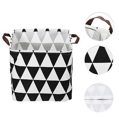 1 Pcs 30l Foldable Square Laundry Basket For Laundry Room Black Triangle 12.60"x12.60"x12.60"