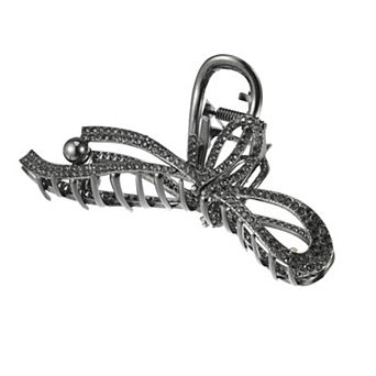 Hair Clip Classic Rhinestone Bow Tie Hair Clip Hair Accessories For Women Titanium Tone
