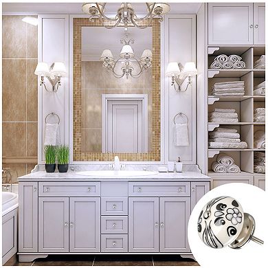 6pcs Hand Painted Ceramic Door Knobs Cabinet Drawer Wardrobe Pull Handles