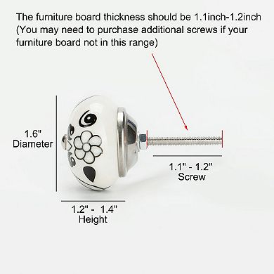 6pcs Hand Painted Ceramic Door Knobs Cabinet Drawer Wardrobe Pull Handles