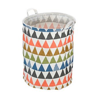 1 pc 40l Foldable Cylindrical Laundry Basket For Laundry Room Assorted Color Triangle