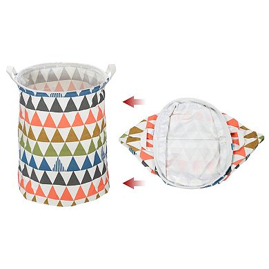 1 Pcs 40l Foldable Cylindrical Laundry Basket For Laundry Room Assorted Color Triangle