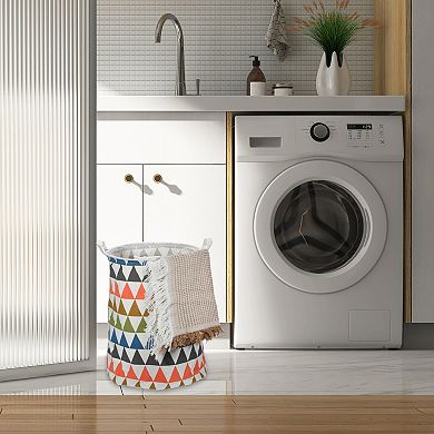1 Pcs 40l Foldable Cylindrical Laundry Basket For Laundry Room Assorted Color Triangle