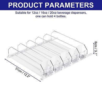 5pcs Soda Can Organizer For Refrigerator, Width Adjustable Drink Dispenser Beverage Pusher