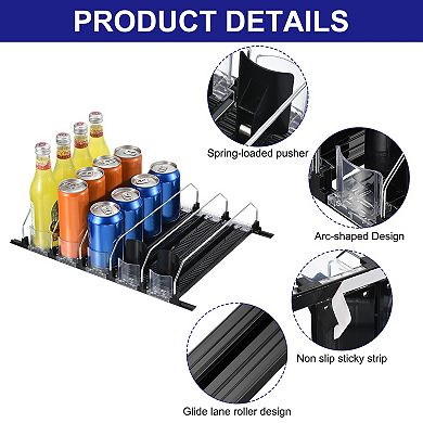 5pcs Soda Can Organizer For Refrigerator, Width Adjustable Drink Dispenser Beverage Pusher