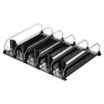 5 pc Soda Can Organizer For Refrigerator, Width Adjustable Drink Dispenser Beverage Pusher