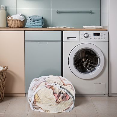 1 Pcs Folding Thickened Mesh Laundry Bag For Laundry Room White 9.84"x9.84"