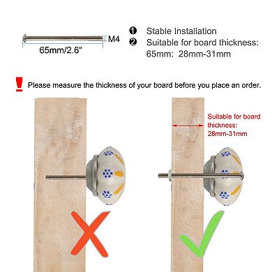 6pcs Gazania Pattern Hand Painted Ceramic Door Knobs Cabinet Drawer Pull Handles