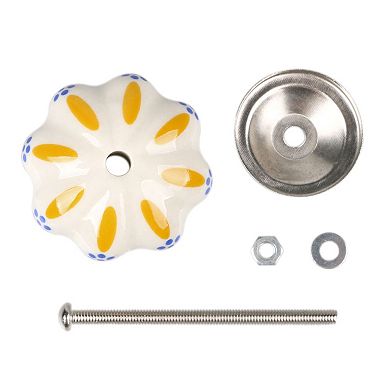 6pcs Gazania Pattern Hand Painted Ceramic Door Knobs Cabinet Drawer Pull Handles