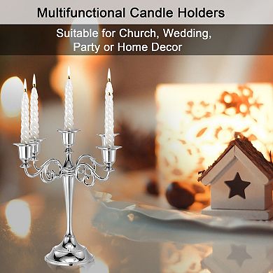 Candelabra Candle Holders, 5 Arm Metal Candlestick Stand for Taper Candles