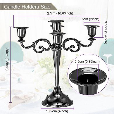 Candelabra Candle Holders, 5 Arm Metal Candlestick Stand for Taper Candles