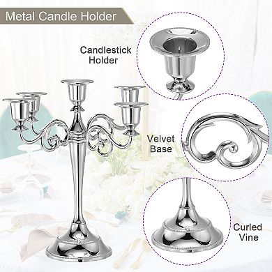 Candelabra Candle Holders, 5 Arm Metal Candlestick Stand for Taper Candles