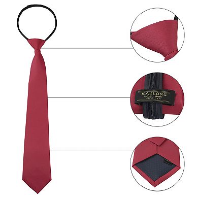 Men's Pre-tied Solid Color Formal Casual Groom Zip Up Ties Adjustable Zipper Neck Tie